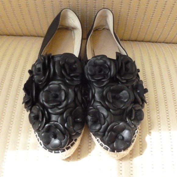 Chanel Leather Camellia CC Logo Espadrilles Flats HOST PICK! - Picture 3 of 8